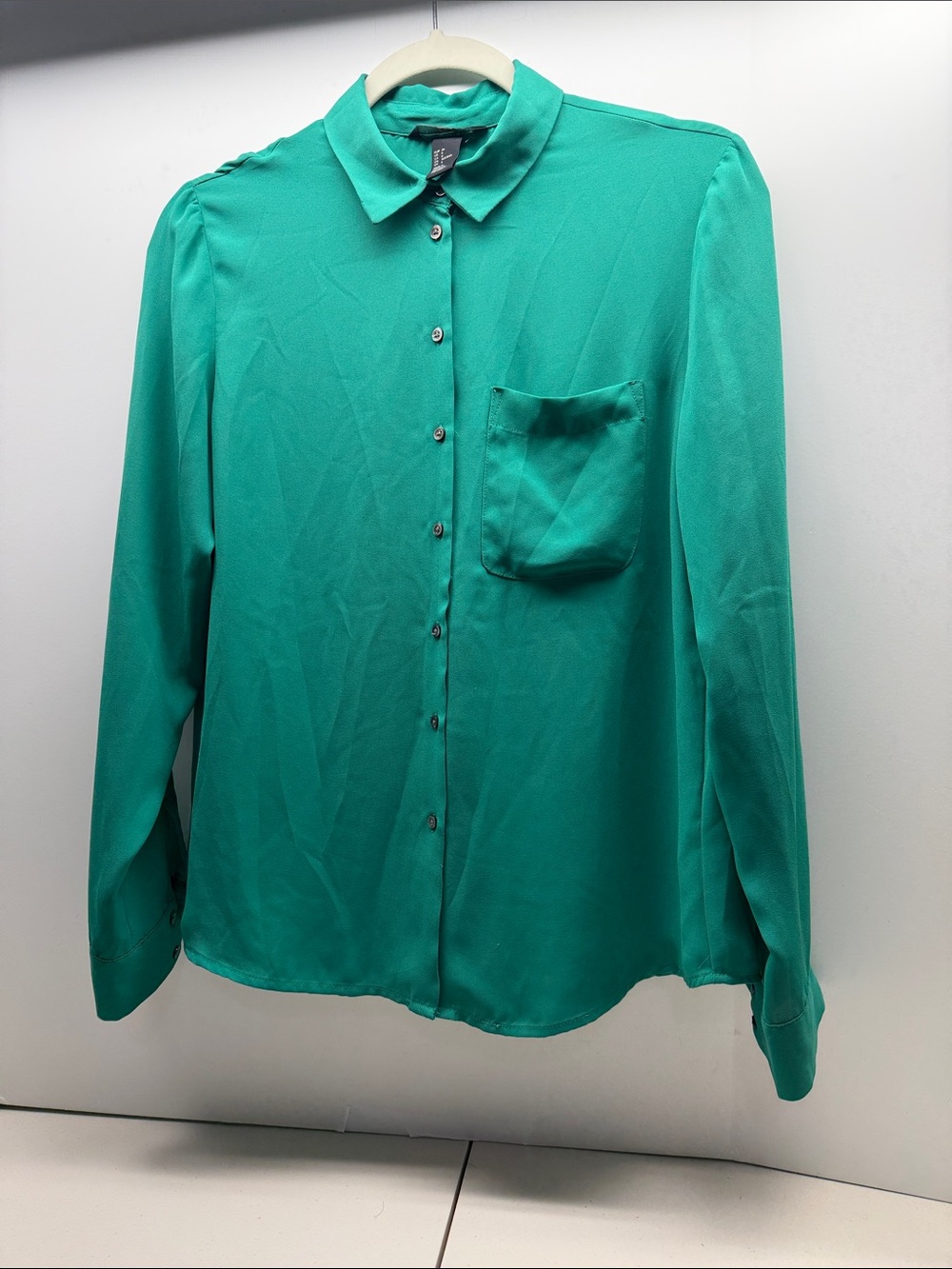 H&M Teal Green Button-Down Blouse